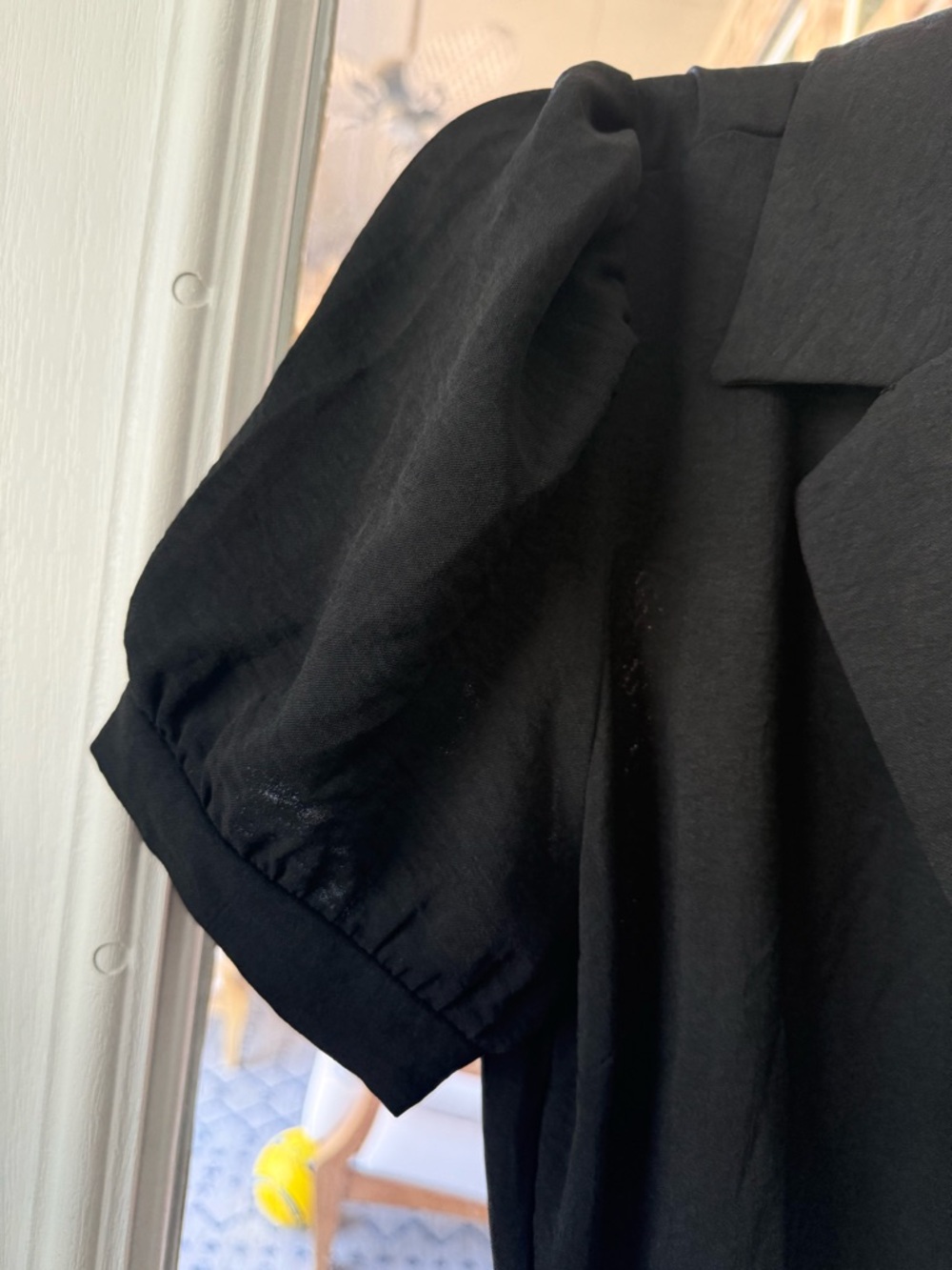 Monteau Black Midi Shirt Dress with Puff Sleeves - Picture 5 of 6